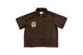 Saint Vanity Nylon Button Zip Up Hooded Shirt Brown